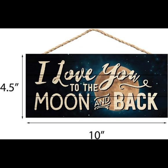 Love You to The Moon and Back Night Sky 5 x 10 Wood Plank Design Hanging Sign - Picture 6 of 7